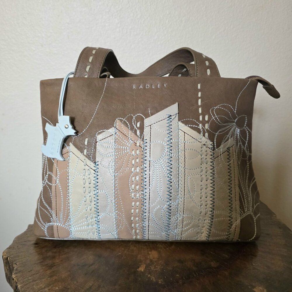 Radley London Rare Leather Tote | Embroidered Patchwork Floral | UK - Picture 3 of 16